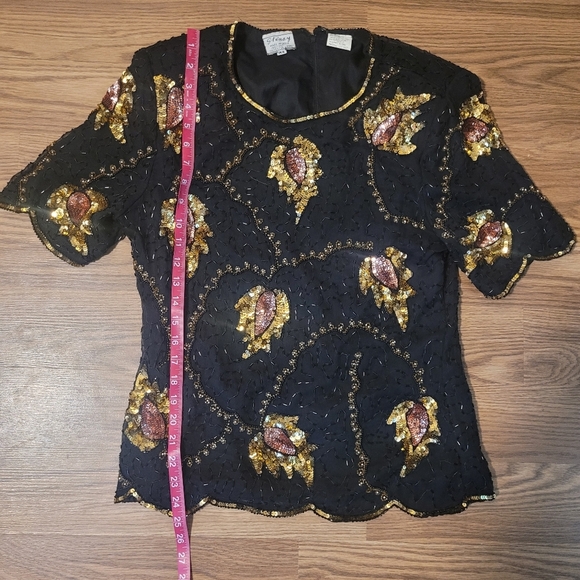 Vintage Silk Sequined Blouse - Picture 8 of 9